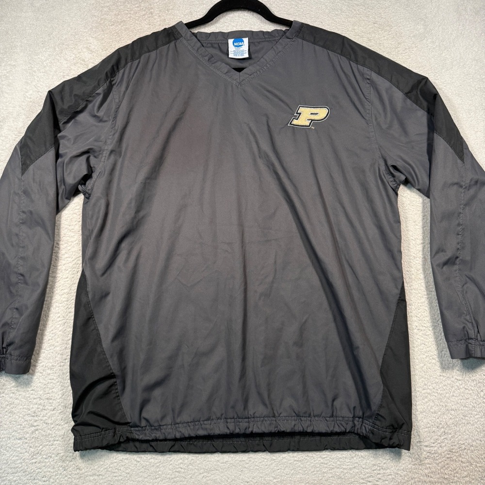 NCAA Purdue University Windbreaker Mens Medium Grey Y2K Pullover Mesh Lined VTG